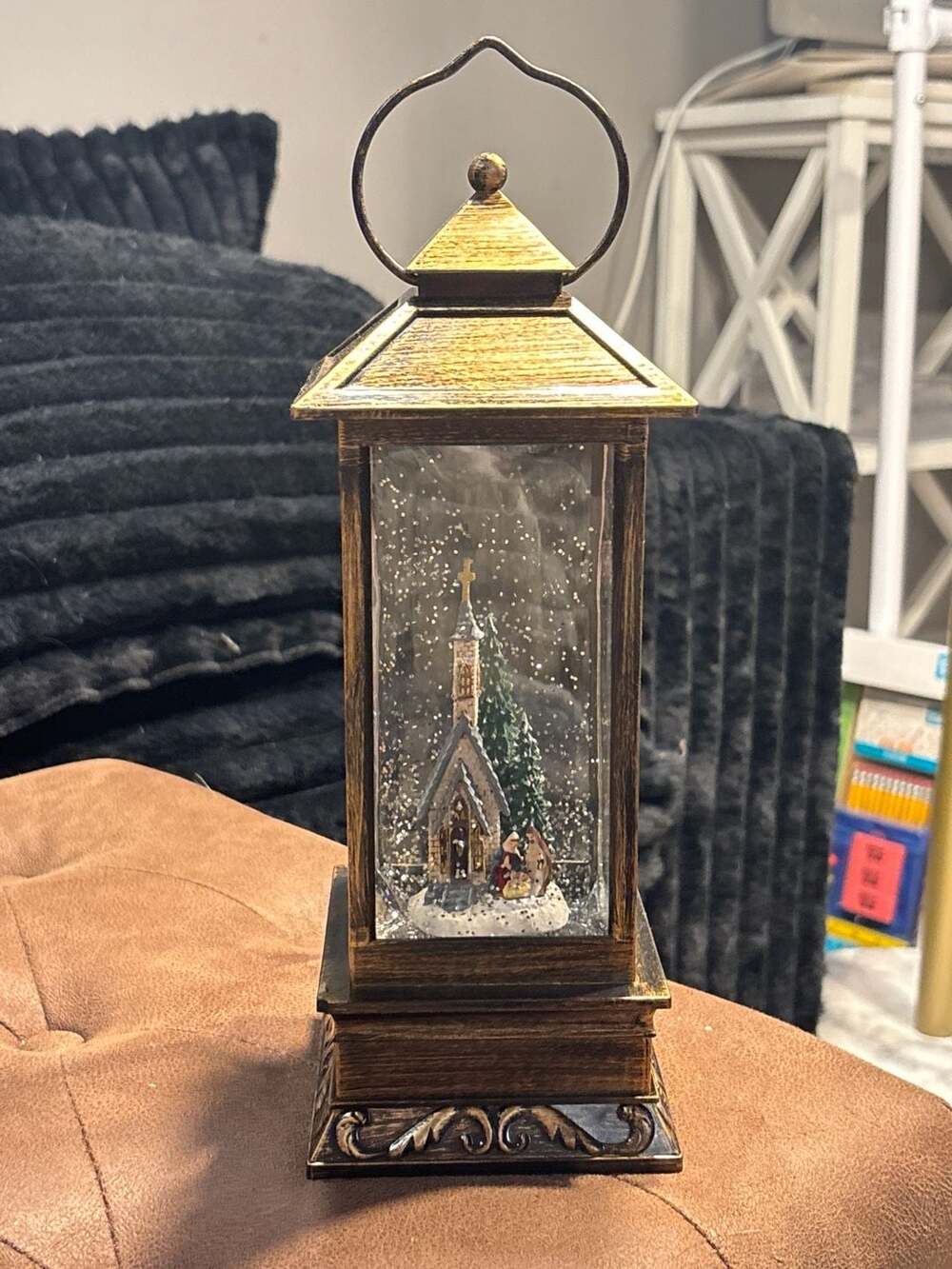 Raz Imports 11" Musical Water Lantern Snow Globe with Nativity Scene and Church